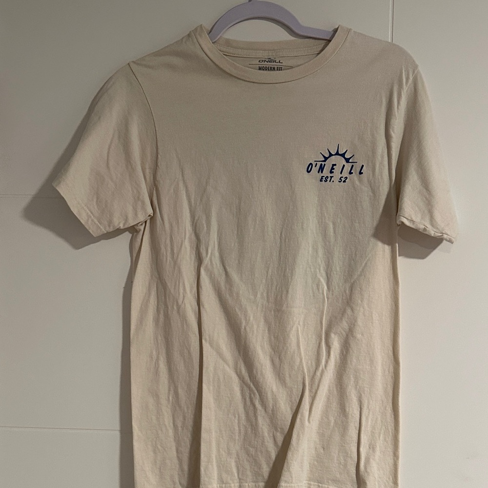 O'Neill Men's Beige Tee with Blue Logo